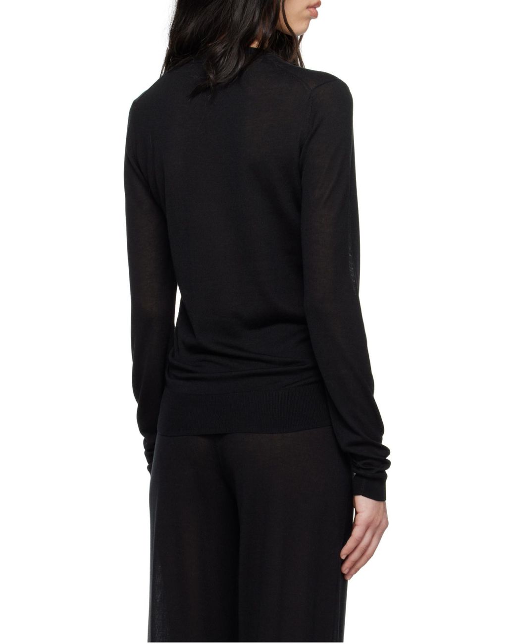 Totême Black Totême Ribbed Hem Crewneck Knitted Jumper