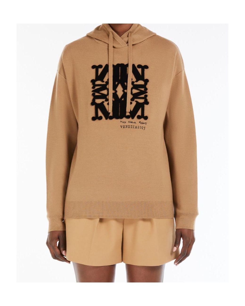 Max Mara Natural Drawstring Long-Sleeved Hoodie