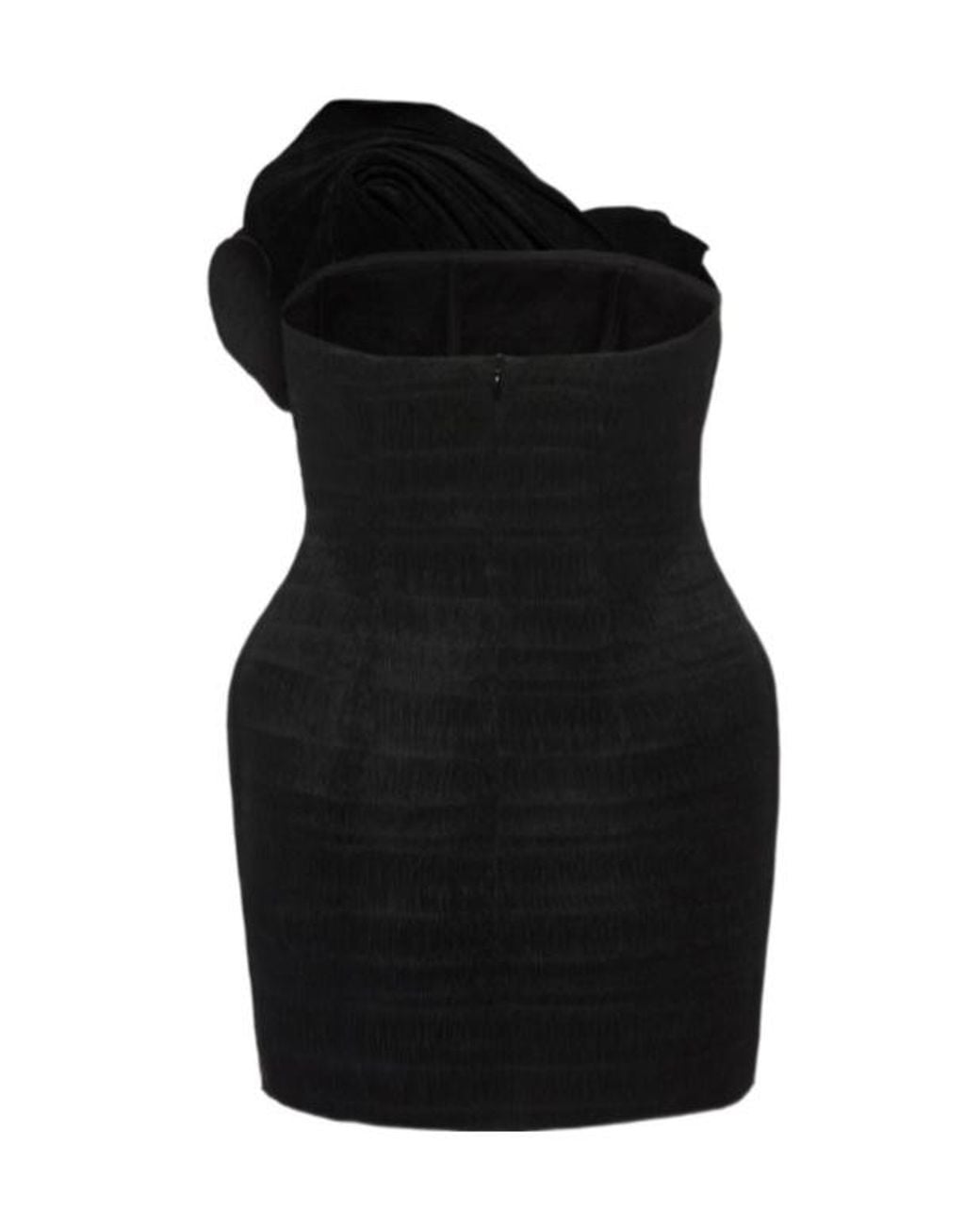 Magda Butrym Black Sculptural Mini Dress With Oversized Rosette Detail