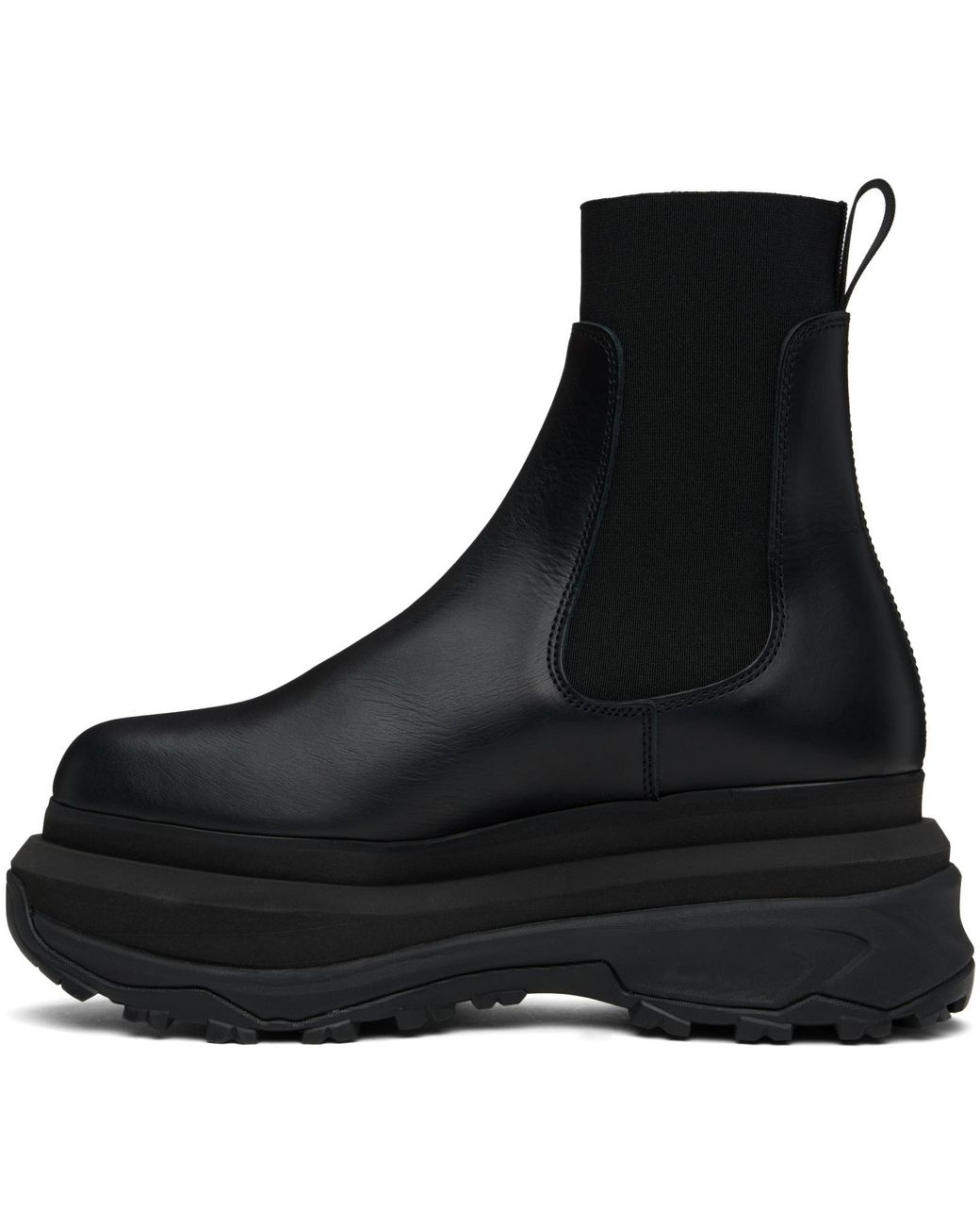 Sacai Black Chelsea Leather Ankle Boots