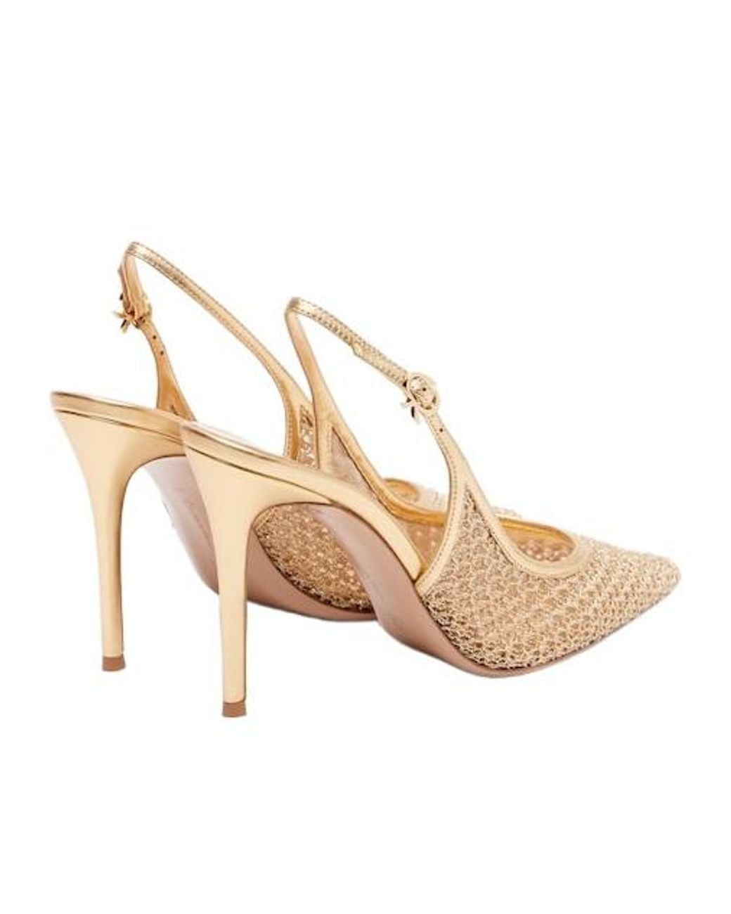 Gianvito Rossi Natural Leather-Trimmed Slingback Pumps