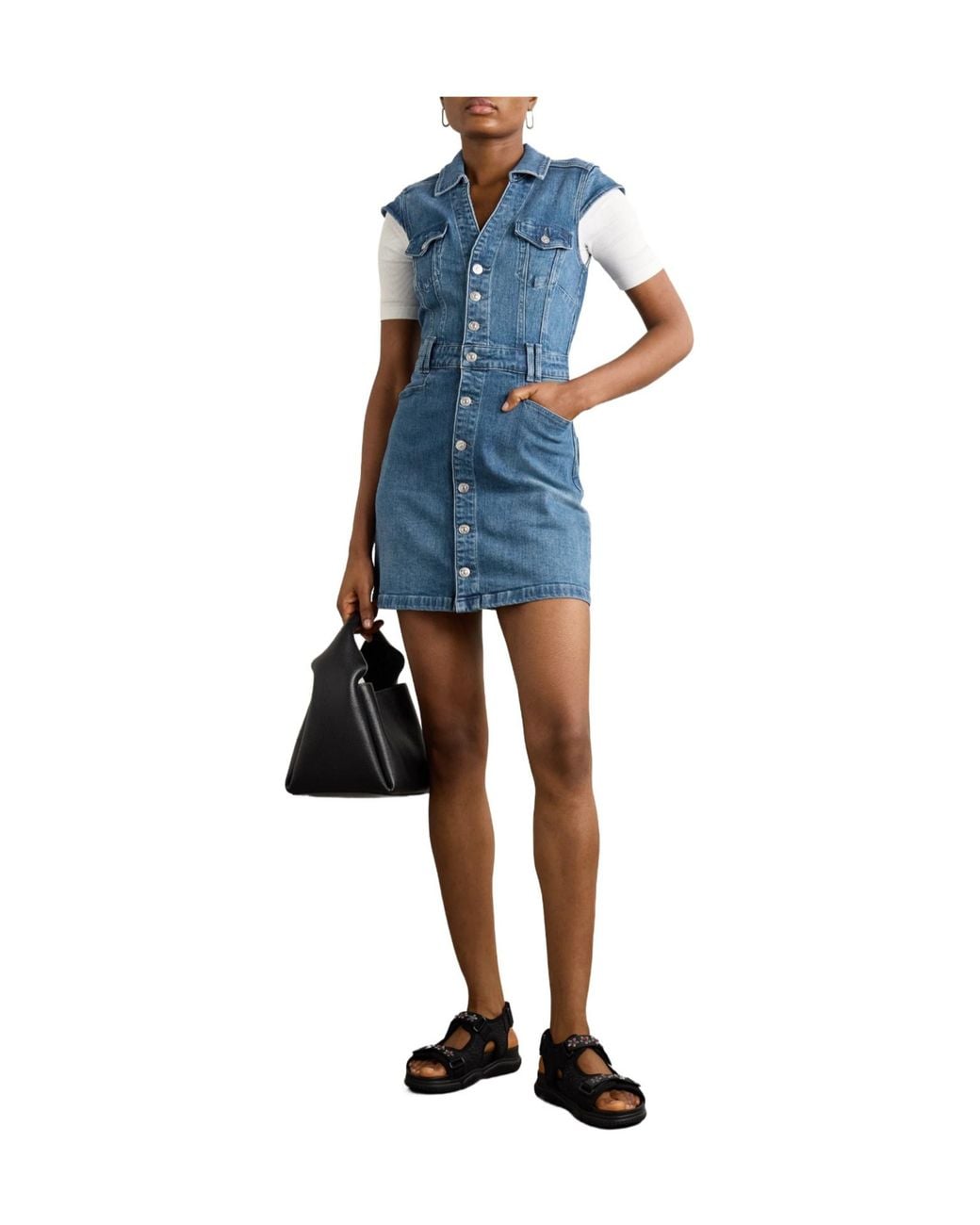 PAIGE Blue Stretch Denim Mini Dress