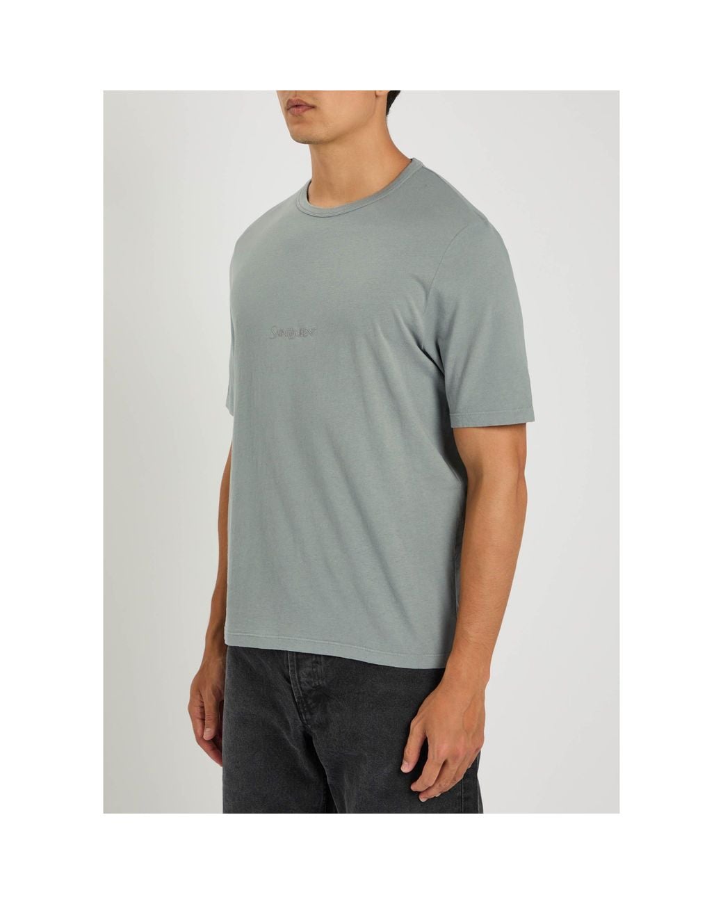Saint Laurent Gray Crew-Neck Short-Sleeve T-Shirt for men