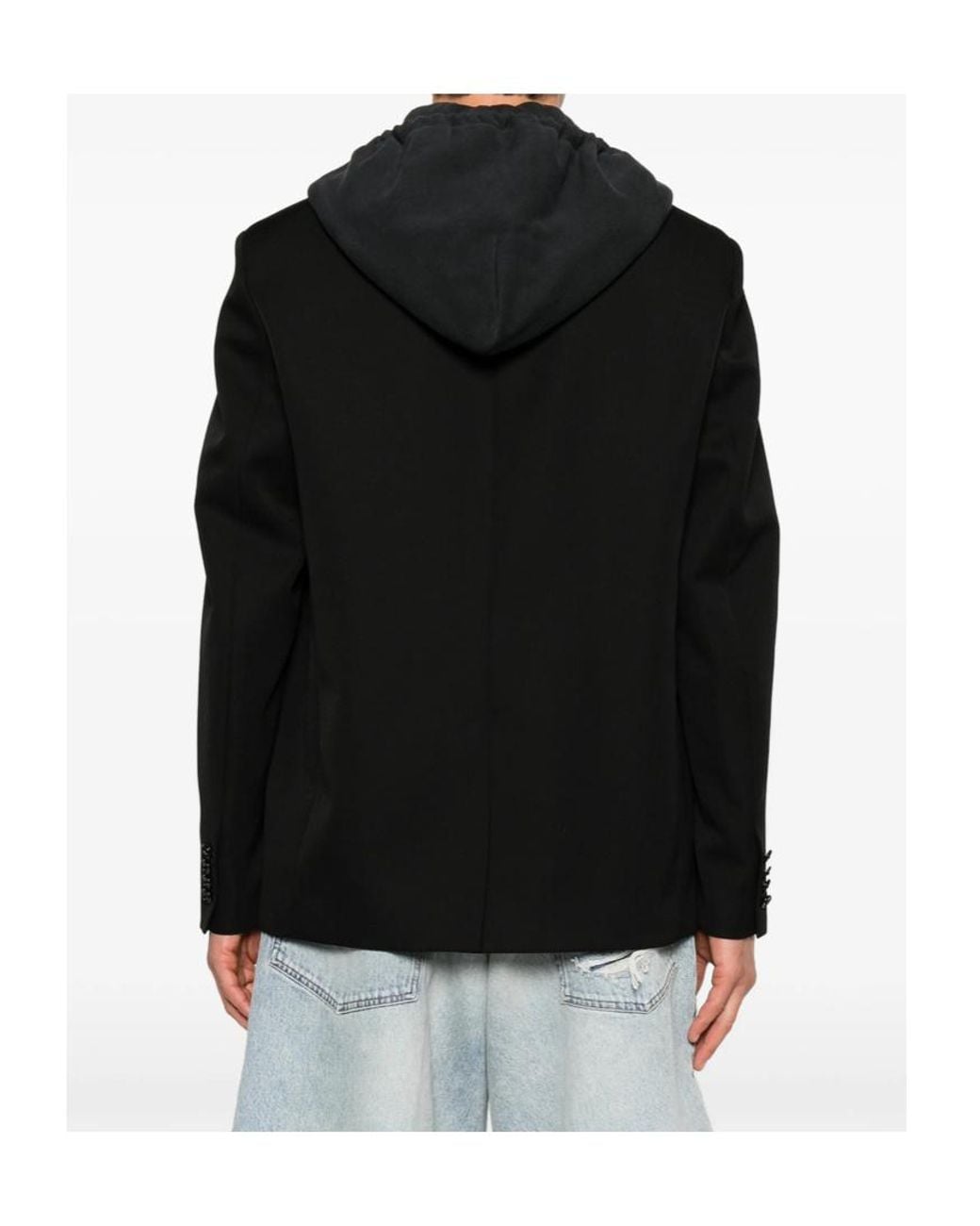 Balenciaga Black Layered Hooded Jacket for men