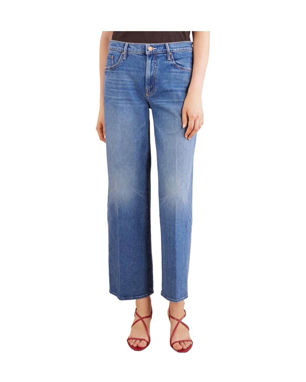 Mother Blue Flood Wide-Leg Jeans