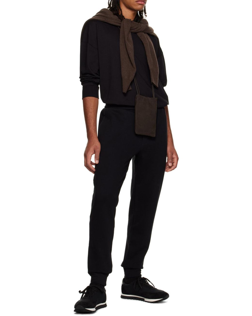 The Row Black Tapered Cotton Track Pants for men
