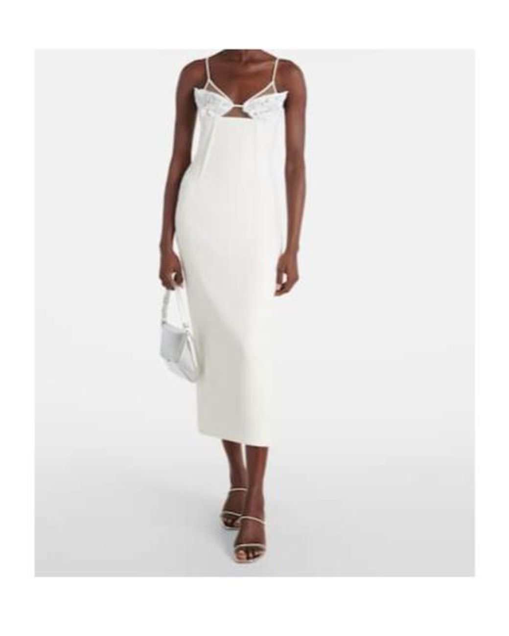 David Koma White Embellished Cady Midi Dress