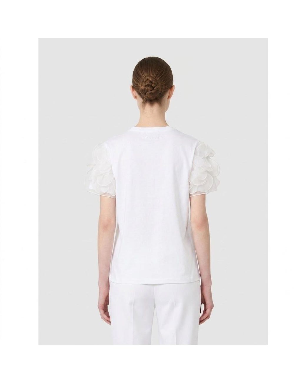 Max Mara White Ruffled Sleeve T-Shirt