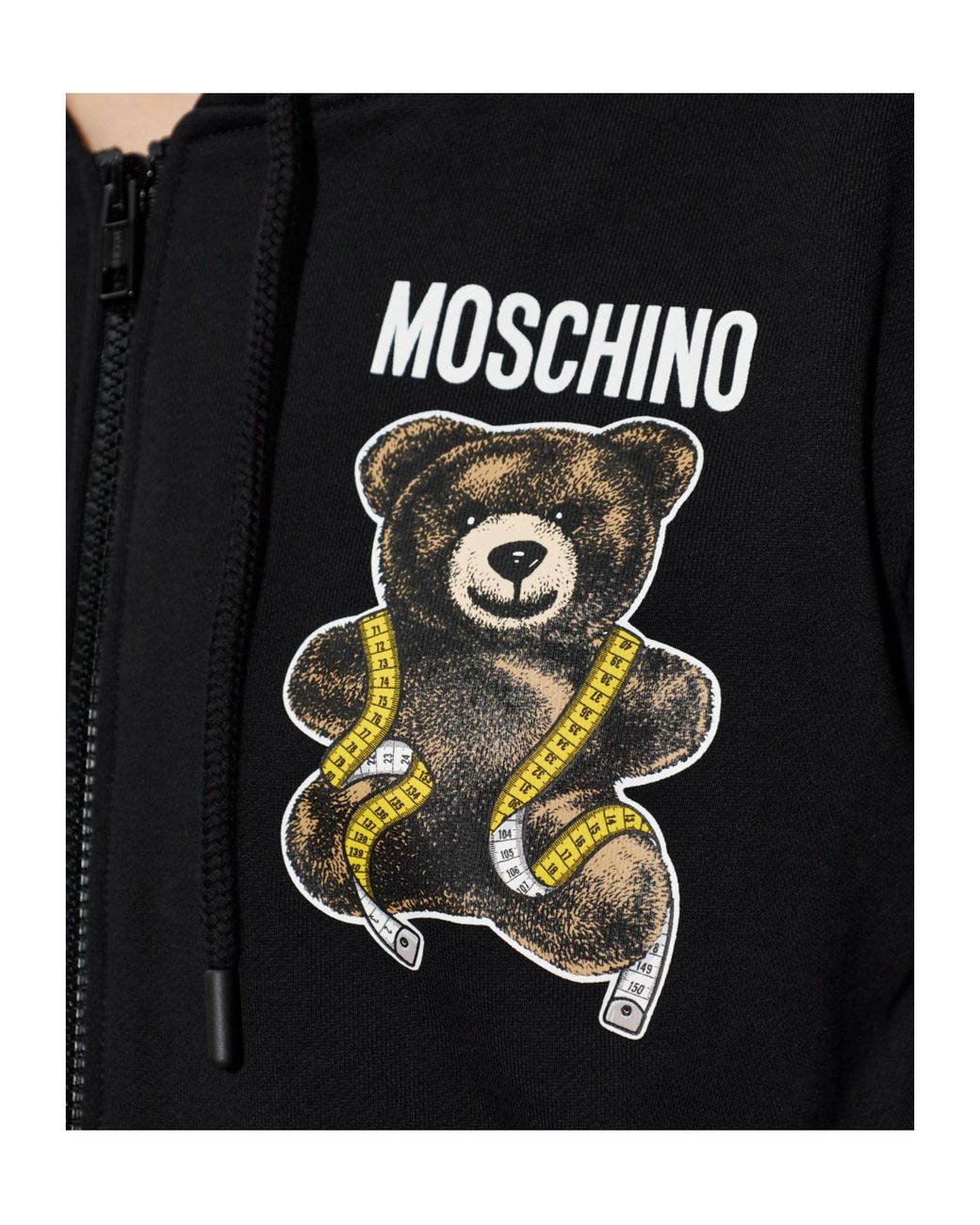 Moschino Black Printed Zip-Up Hoodie