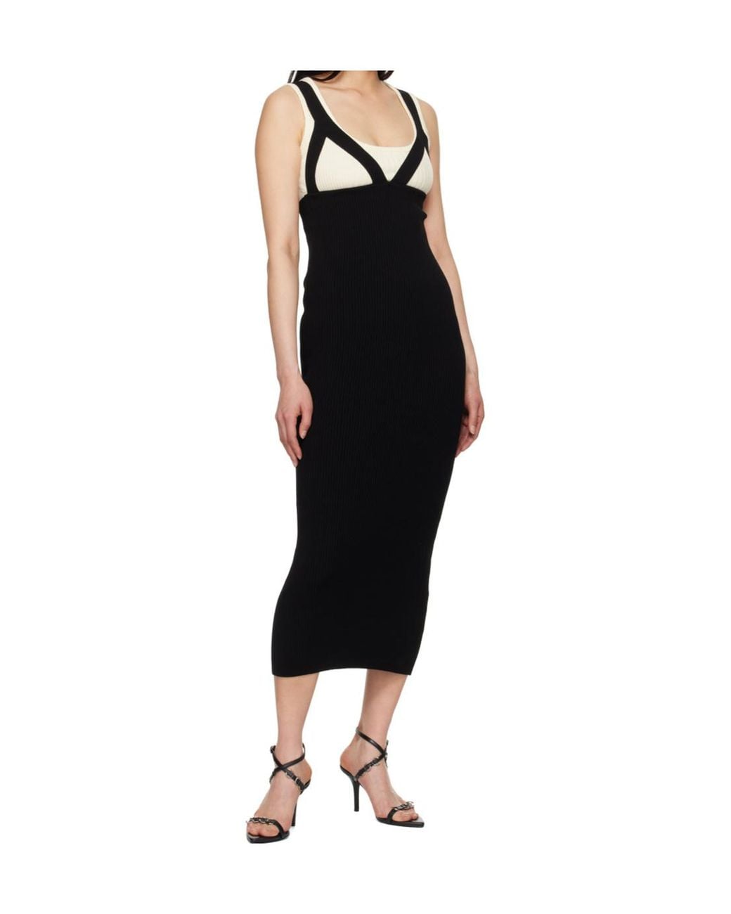 Jean Paul Gaultier Black Ribbed Knit Sleeveless Dress