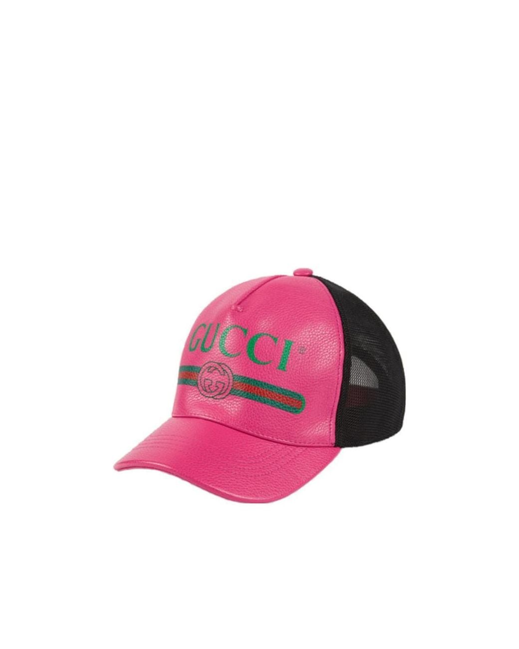 Gucci Pink Logo Print Baseball Cap