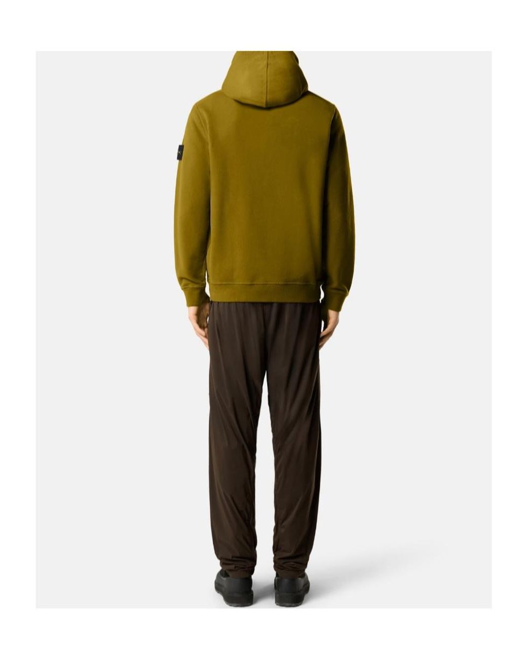 Stone Island Green Logo Patch Hoodie for men