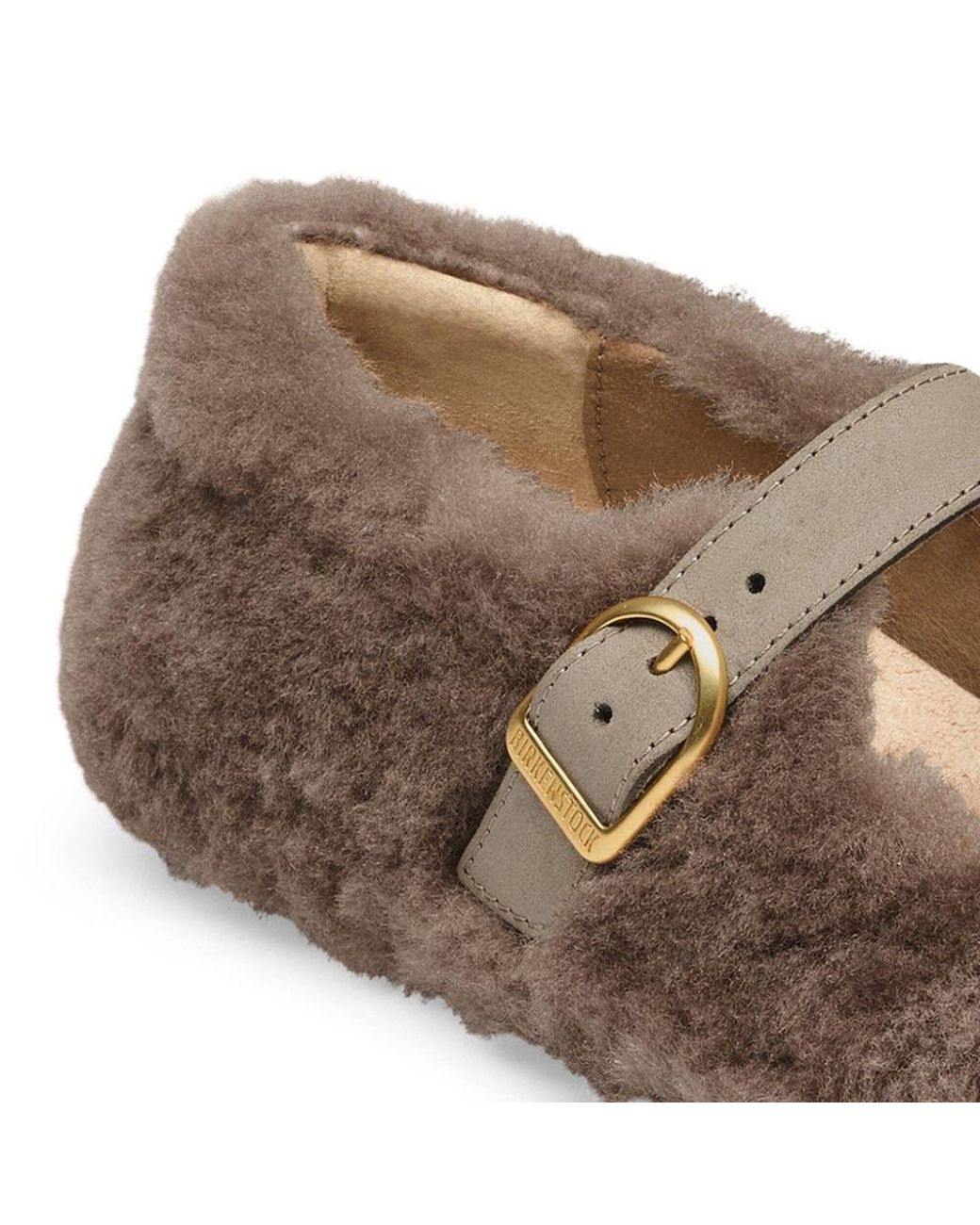 Birkenstock Brown Furry Buckled Clogs