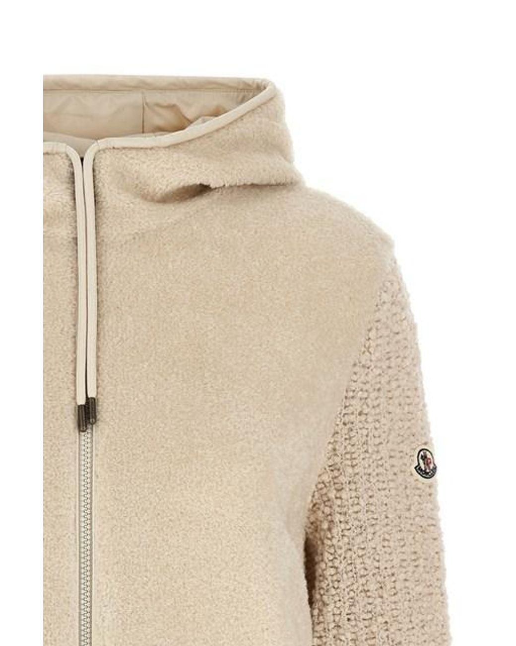 Moncler Natural Bouclé Teddy Zip-Up Hoodie