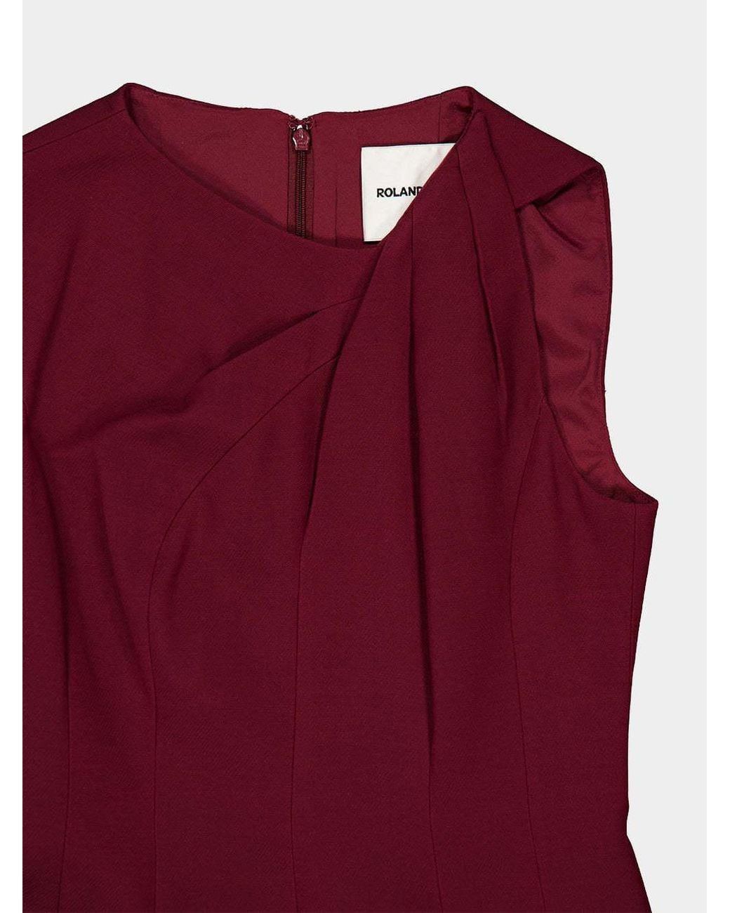 Roland Mouret Red Draped Asymmetric-Strap Midi Dress