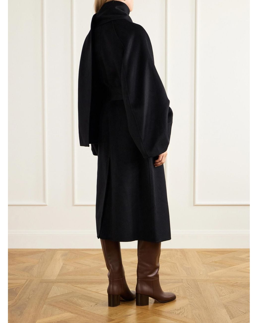 Zimmermann Black Scarf-Detailed Wool-Blend Coat