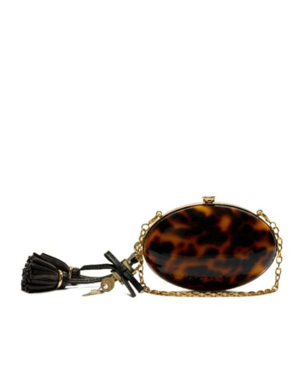 Self-Portrait Brown Oval Pattern Chain Clutch Bag