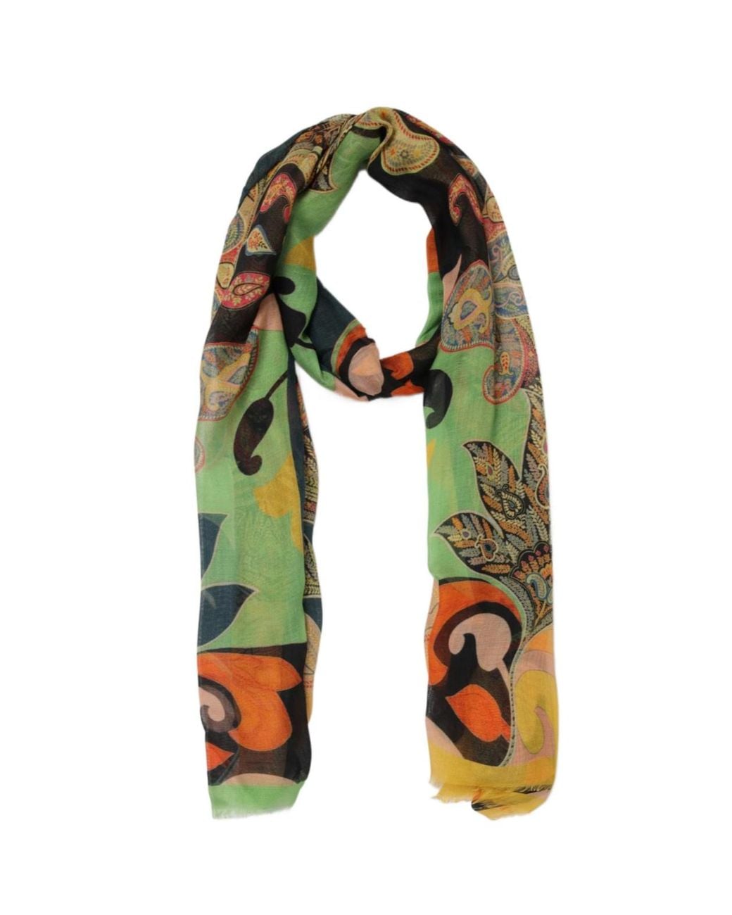 Etro Green Paisley-Print Scarf