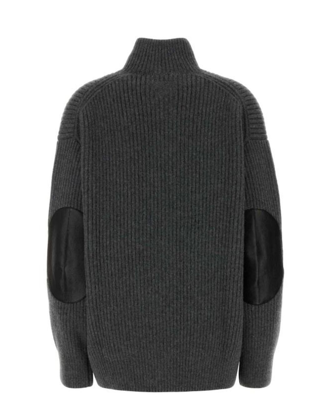 Prada Black Ribbed Elbow-Patched Cardigan
