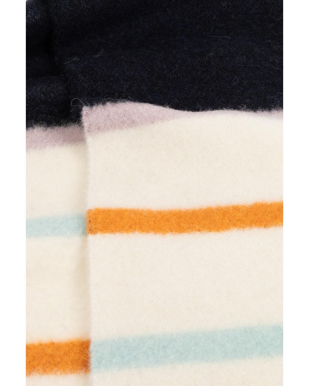 Marni Black Logo Patch Striped Fringed Scarf