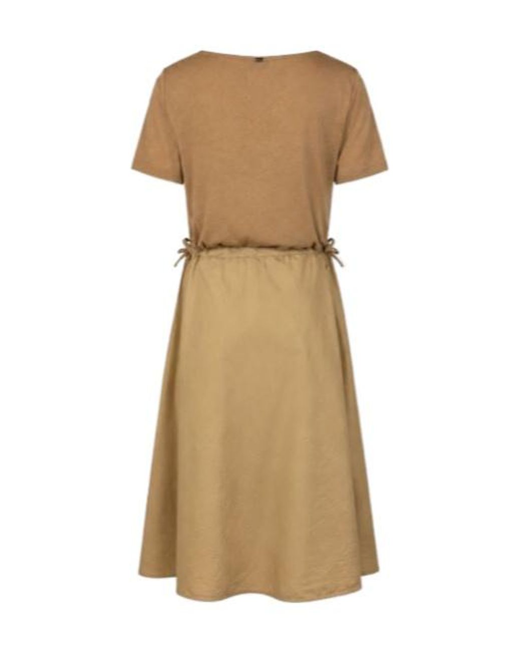 Herno Natural Drawstring Pleated Midi Dress