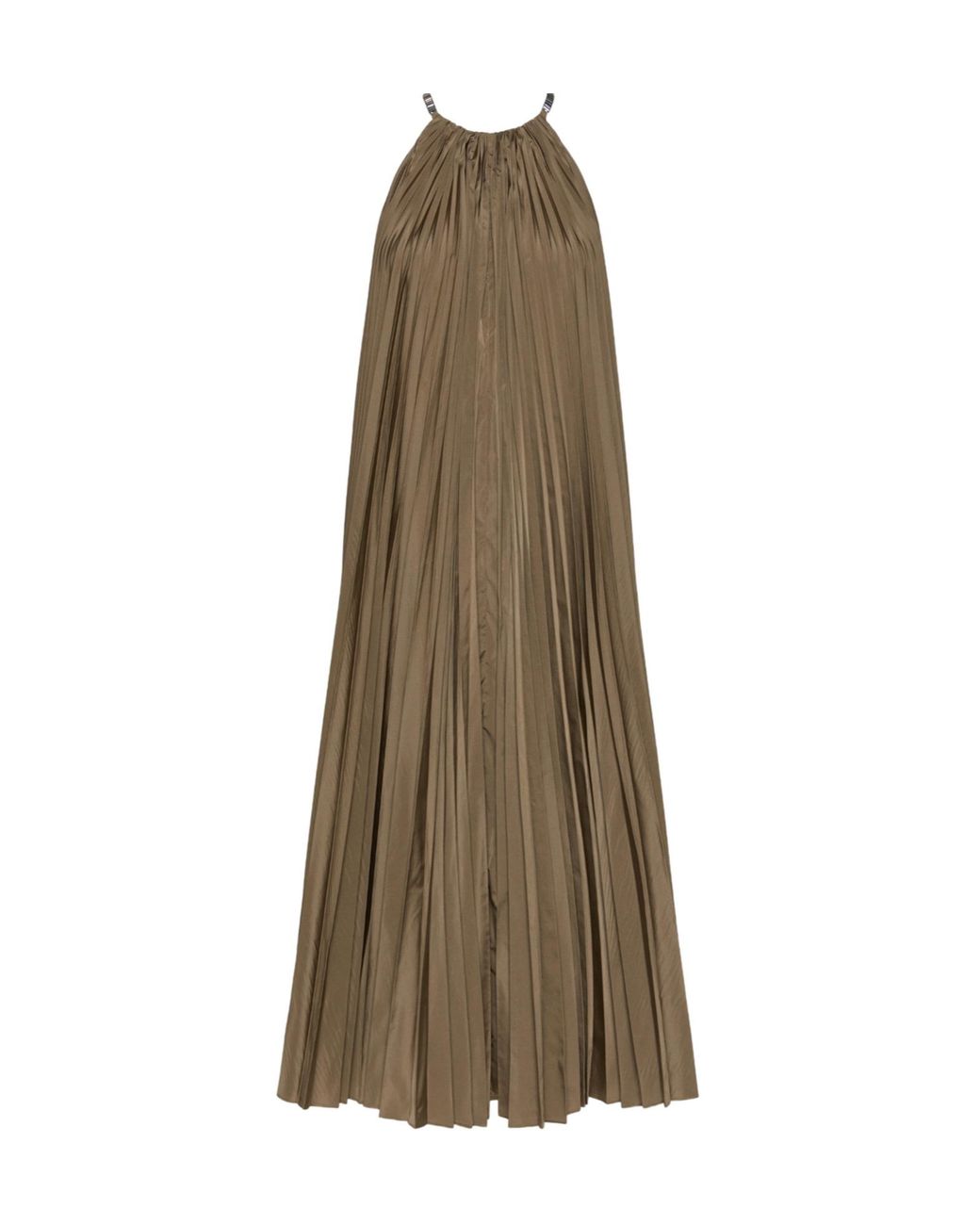 Max Mara Natural Pleated Halterneck Midi Dress