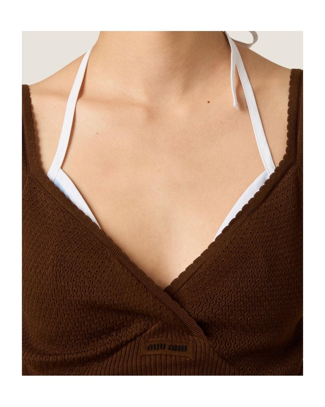 Miu Miu Brown Cotton Knit Top