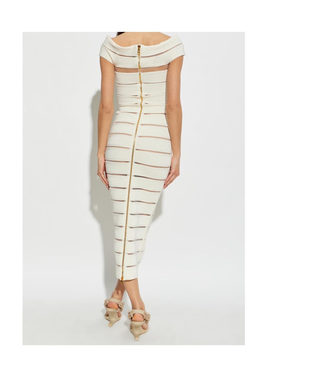 Balmain White Bandage Cut-Out Midi Dress
