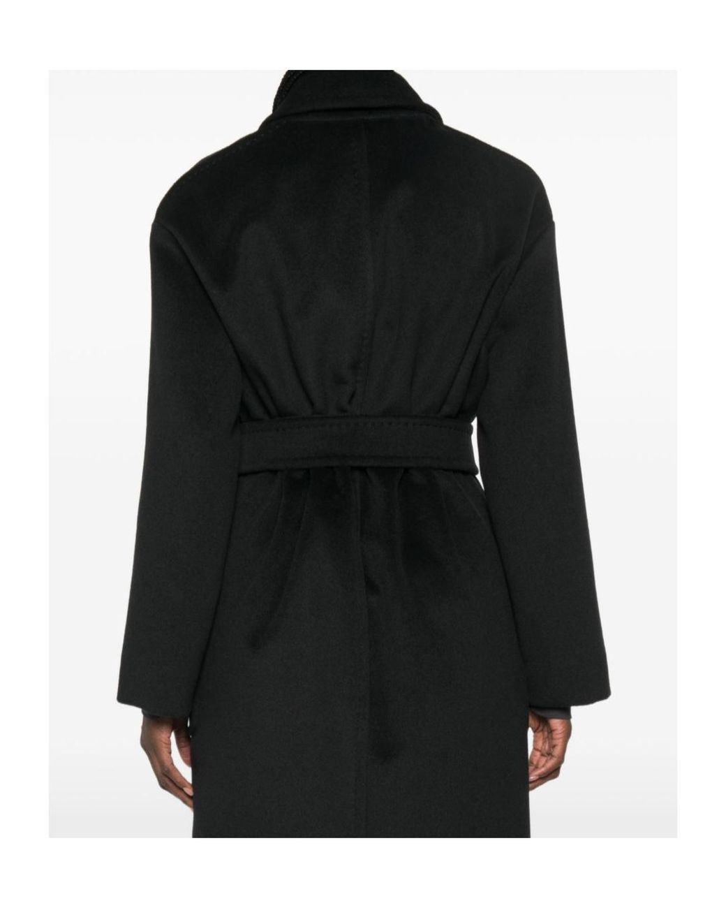 Max Mara Black Studio Giambo Brushed Finish Belted Coat