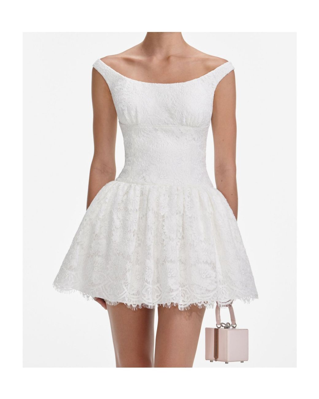 Self-Portrait White Floral Lace Mini Dress