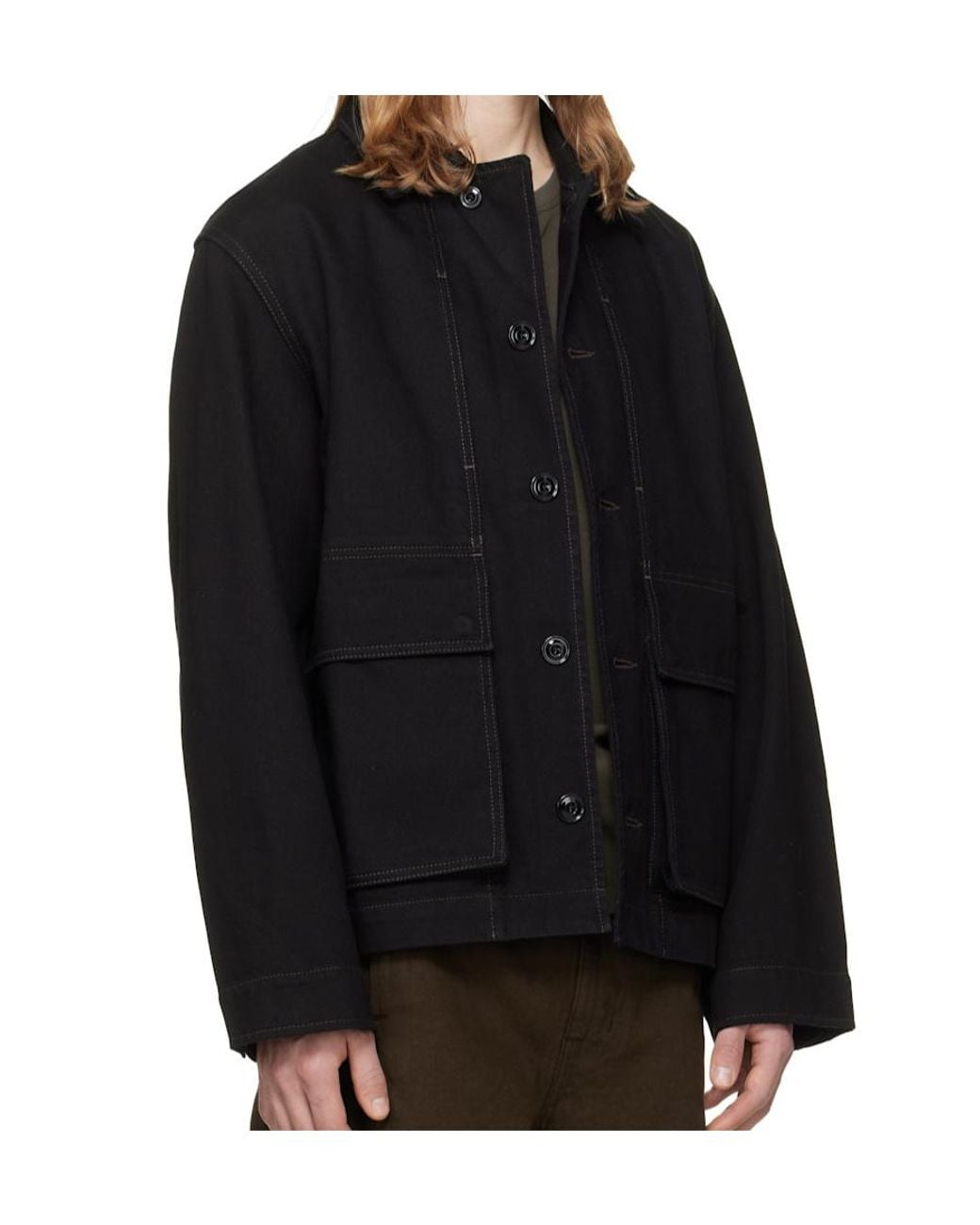 Lemaire Black Pocket Button Overshirt for men