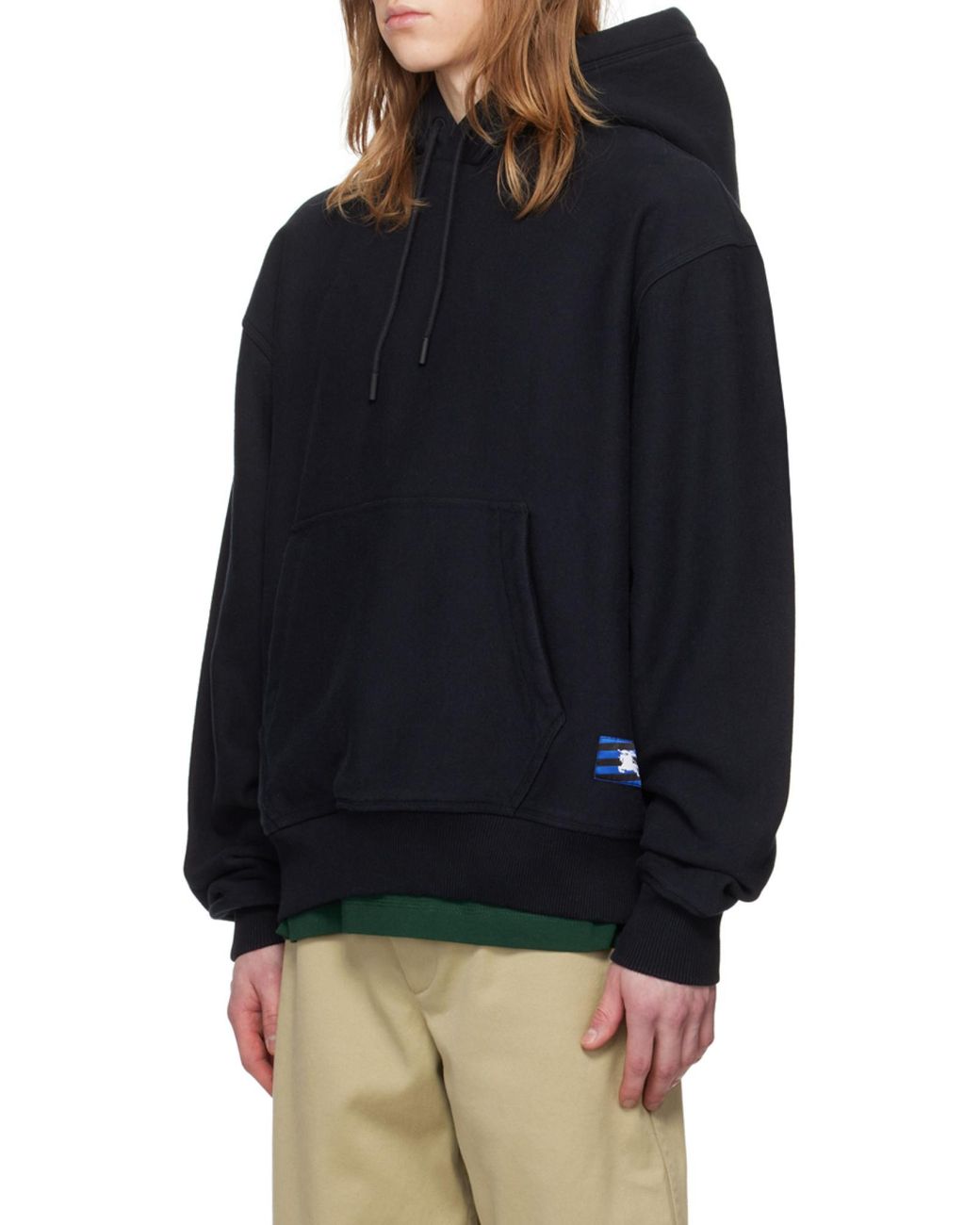 Burberry Black Kangaroo-Pouched Drawstring Hoodie for men