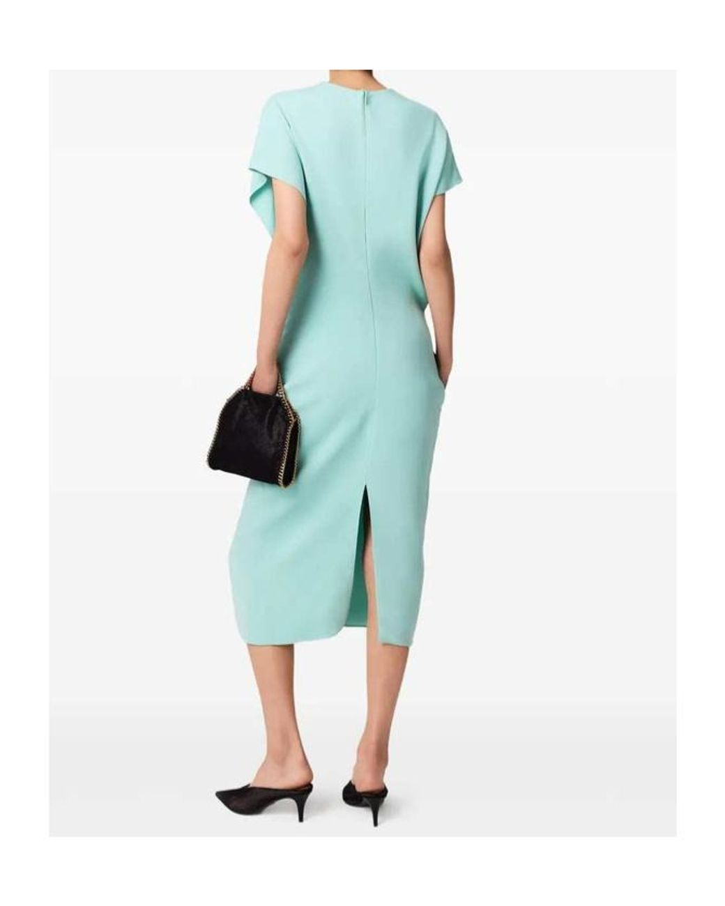 Stella McCartney Blue Draped V-Neck Midi Dress