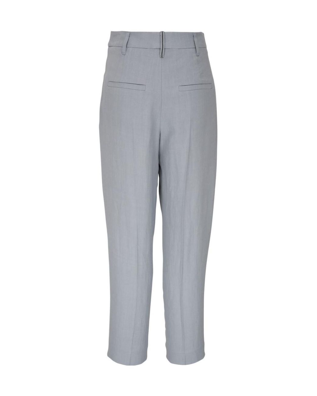Brunello Cucinelli Gray Pleated Straight-Leg Pants