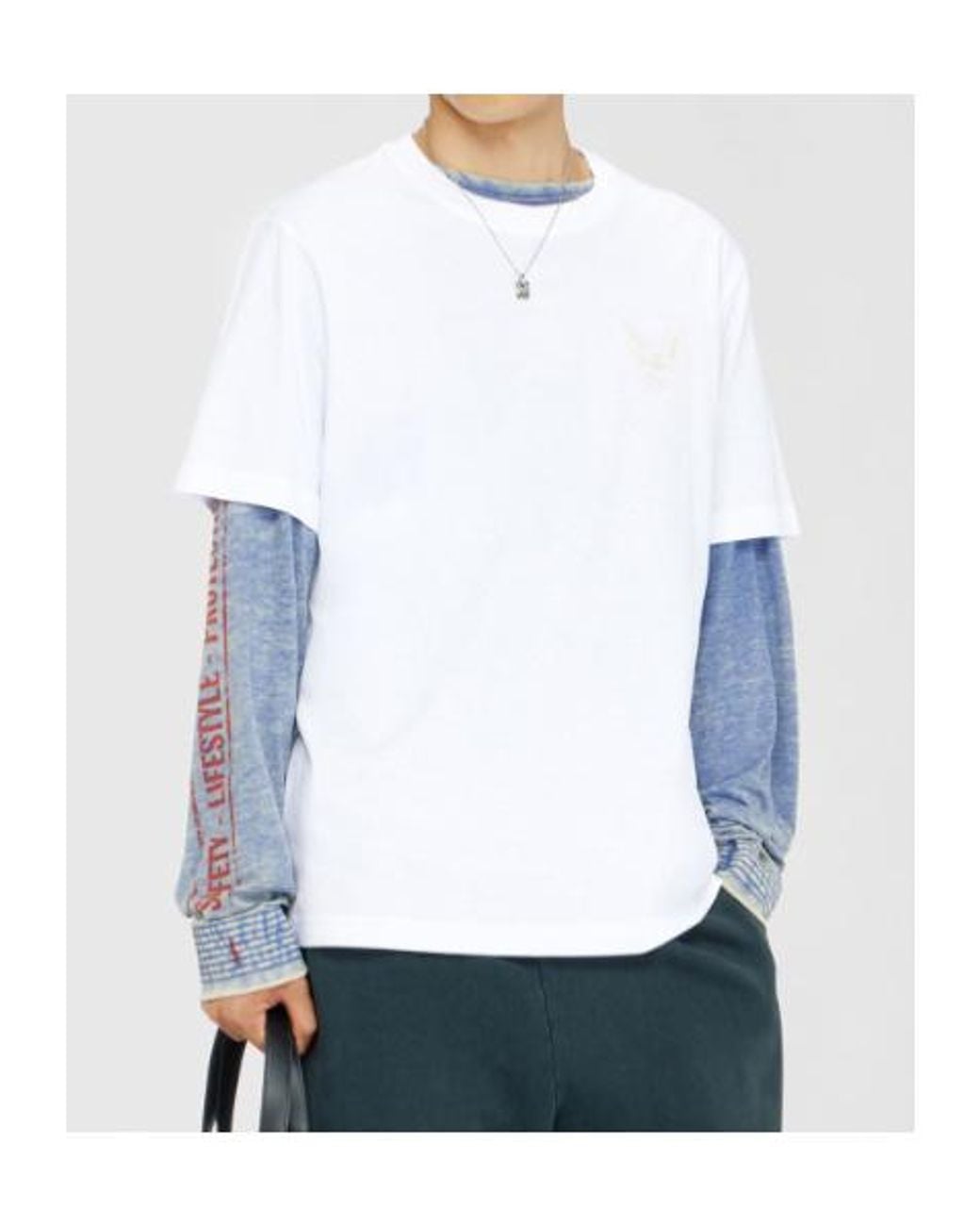 DIESEL White Cotton T-Shirt With Chest Logo Motif for men