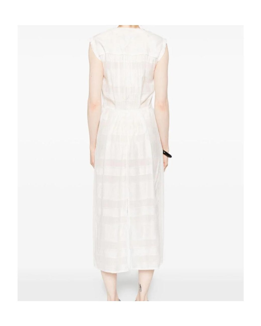 Low Classic White Tie-Waist Midi Dress