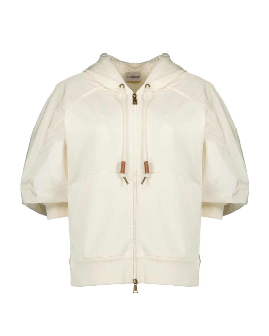 Moncler Natural Puff-Sleeved Zip-Up Hoodie