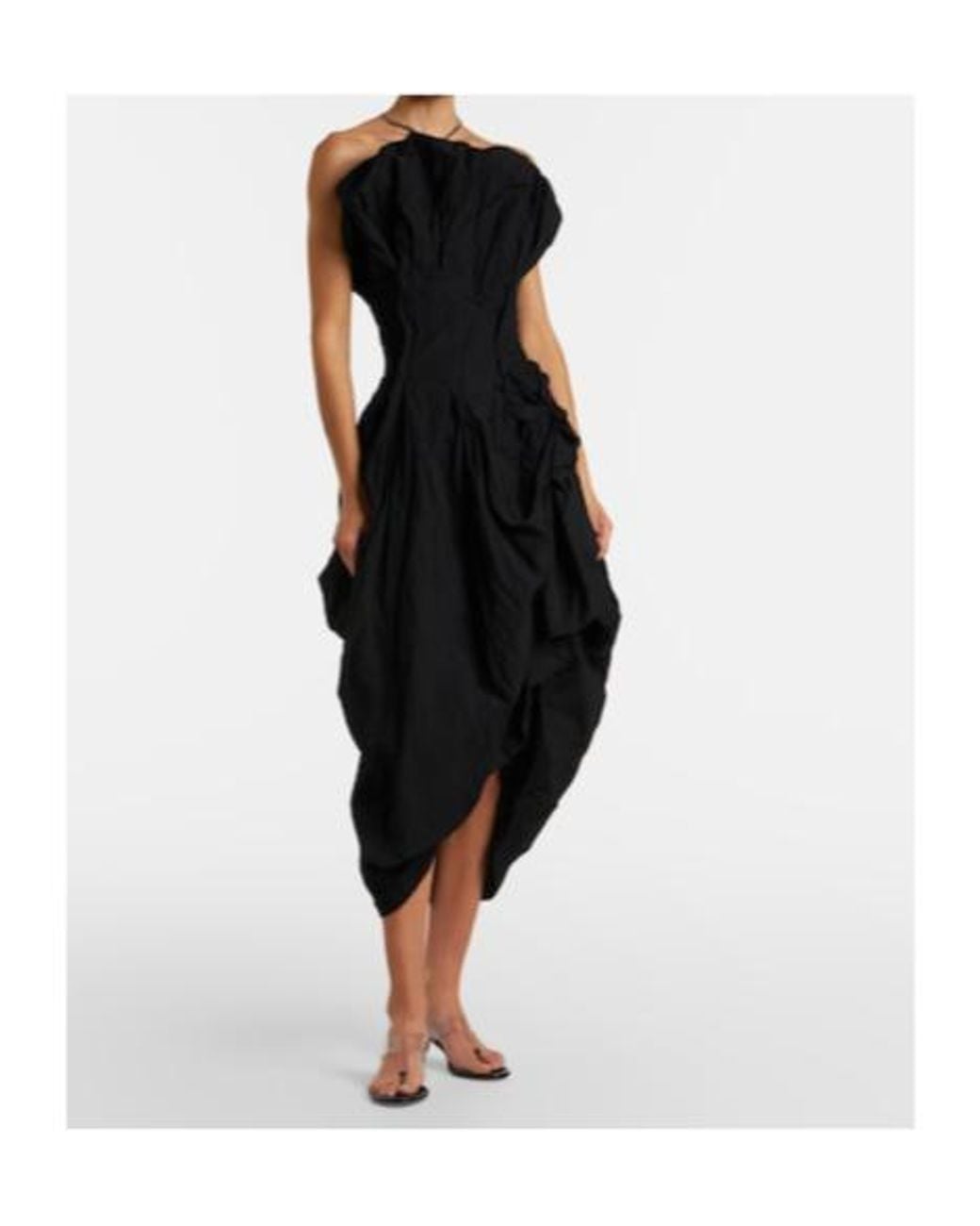 Magda Butrym Black Draped Cotton-Blend Cocktail Dress