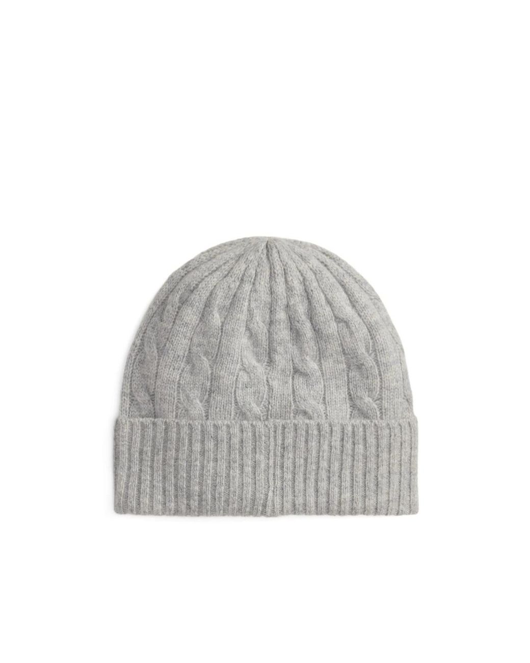 Polo Ralph Lauren Gray Logo Embroidered Cable-Knit Beanie