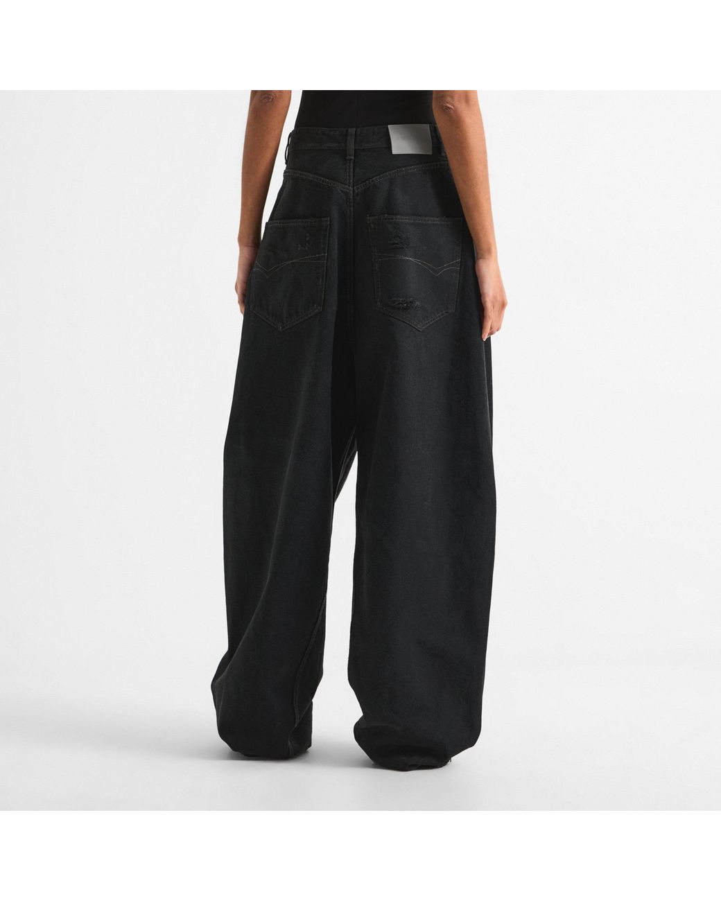 Balenciaga Black Water-Washed Curved Denim Trousers