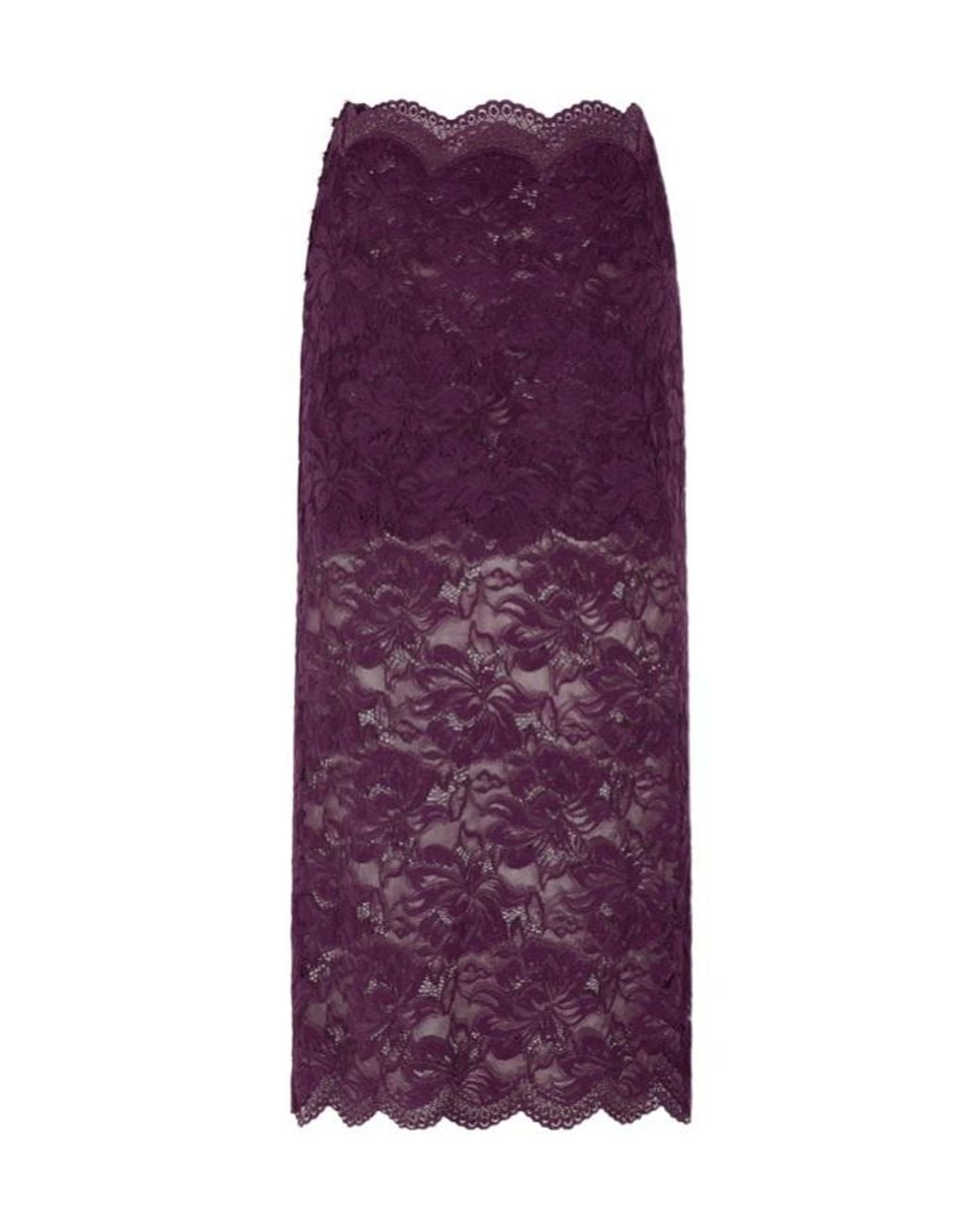 Rabanne Purple Rabanne Scalloped Lace Midi Skirt