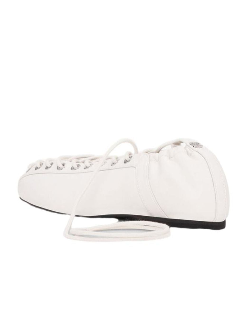 Ganni Natural Lace-Up Ballet Shoes