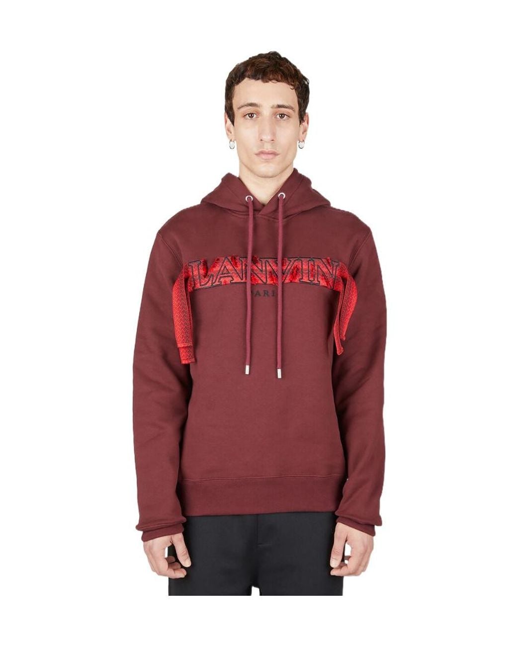 Lanvin Red Curb Lace Hoodie for men