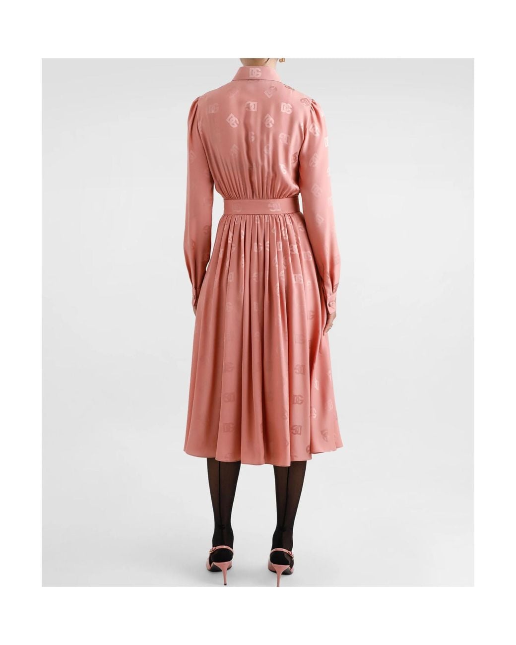 Dolce & Gabbana Pink Dg Logo Jacquard Shirt Dress