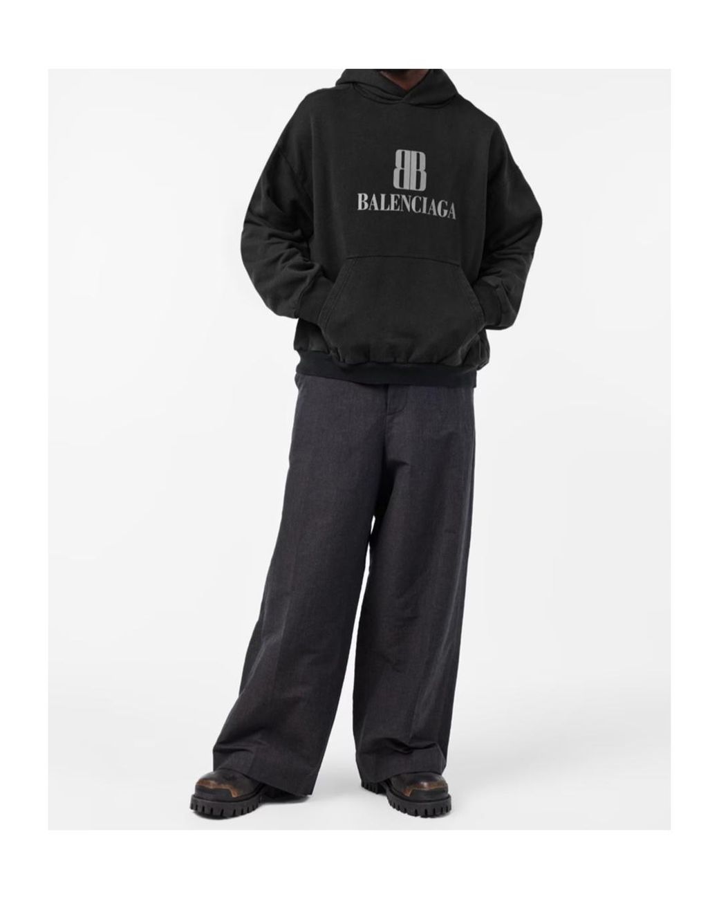 Balenciaga Black Logo Hoodie for men
