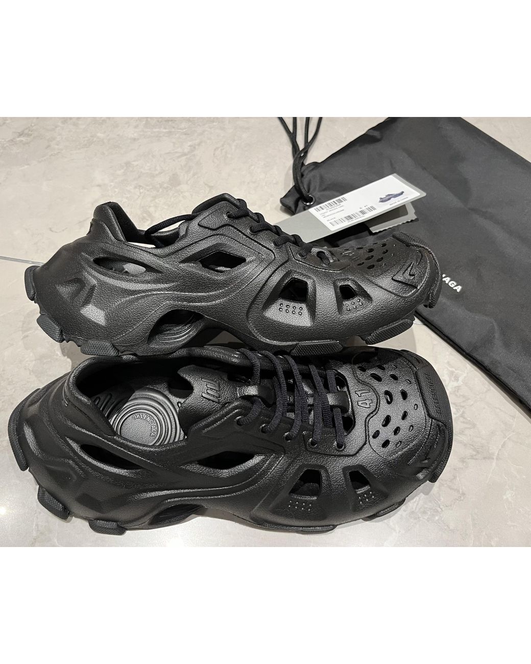 Balenciaga Black Hd Laced Cut-Out Sneakers