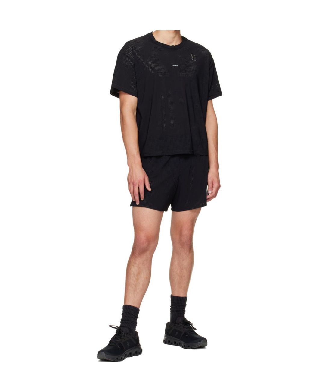 Satisfy Black Spaceo 5' Perforated Shorts for men