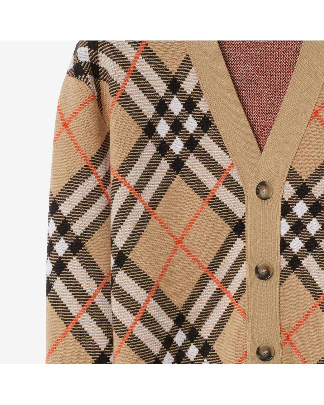 Burberry Brown Wool-Blend Check Cardigan for men