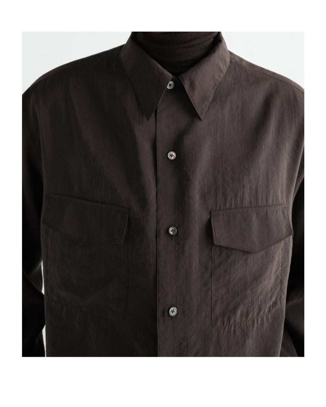 Lemaire Brown Convertible Collar Shirt for men