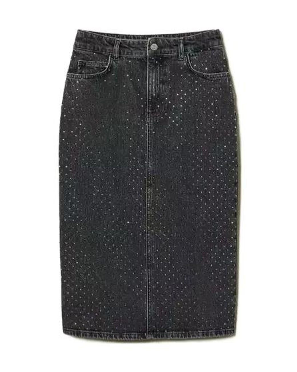 Twinset Black Crystal-Embellished Midi Skirt